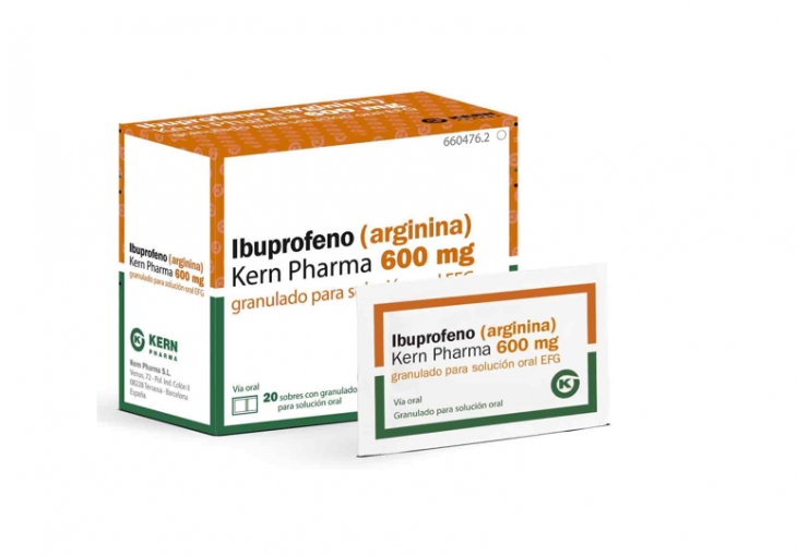 Portal traducir Email Ibuprofeno (arginina) Kern Pharma 600 mg granulado para solución oral EFG,  ahora en envase de 20 sobres | Grupo Indukern